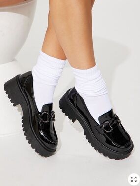 Patent Platform Loafer in Black
